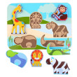 Lucy & Leo Dřevěné vkládací puzzle - Zvířátka ze safari