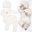 Žebrovaná rostoucí souprava 3D Baby Girl Smetanová - Vel. 56/62