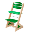 Dětská rostoucí židle Jitro Plus PŘÍRODNÍ VÍCEBAREVNÁ - Zelená + zelený podsedák