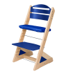 Dětská rostoucí židle Jitro Plus PŘÍRODNÍ VÍCEBAREVNÁ - Modrá + modrý podsedák