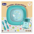 Set jídelní - miska, talíř, láhev a příbor 12 m+ Chicco  - Blue
