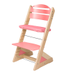 Dětská rostoucí židle Jitro Plus PŘÍRODNÍ VÍCEBAREVNÁ - Růžová + růžový podsedák