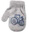 Dětské palcové pletené rukavičky s traktorem 9 - 12 měsíců - Sv. šedé