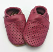 Kožené capáčky 18-24 m (22/23) 14,7 cm Afelo - Perforované malinové 