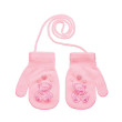 Pletené zimní rukavice se šňůrkou medvídek 3 - 6 let - Sv. Růžová