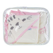 SET osuška, ručník, žínka BAMBUS Angel - Natur růžová kočka
