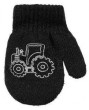 Dětské palcové pletené rukavičky s traktorem 9 - 12 měsíců - Černé