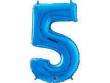 Fóliový balónek modrá 66 cm číslice - 5