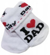Kojenecké bavlněné ponožky I Love Dad, bílé s potiskem - I love 