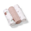 Mušelínové plenky Super Soft růžové 3 ks 70x70 cm BabyOno - Medvídek II