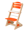 Dětská rostoucí židle Jitro Plus PŘÍRODNÍ VÍCEBAREVNÁ - Oranžová + lněný podsed.