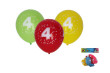 Balónek nafukovací 30 cm - sada 5 ks, s číslem - 4