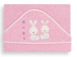 Dětská osuška froté 100 x 100 cm BABY Interbaby v dárkovém balení - Růžová + zajíčci