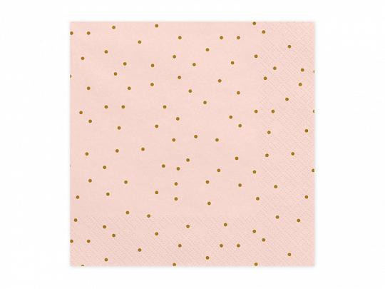 Party Deco Papírové ubrousky růžové "Zlaté puntíky" 20 ks