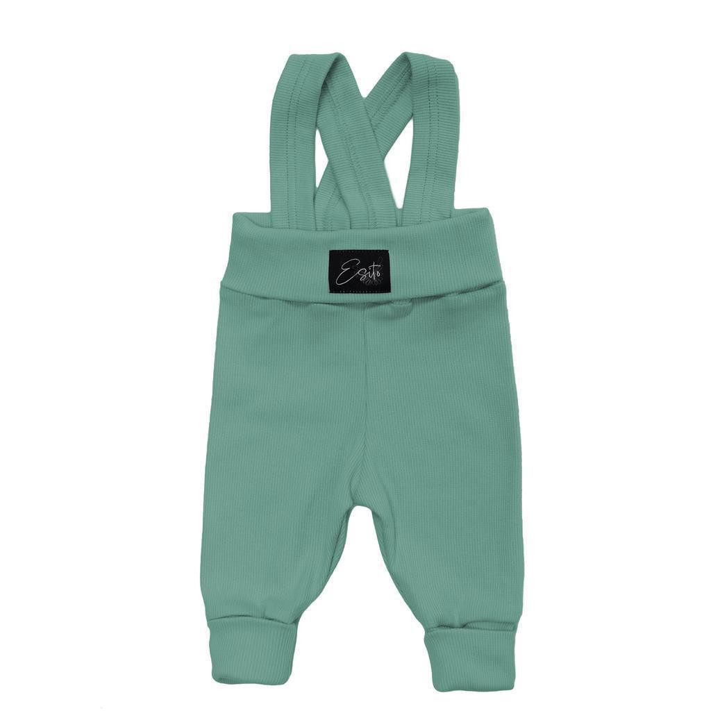 ESITO Rostoucí žebrované kalhoty s laclem Sea green - zelená