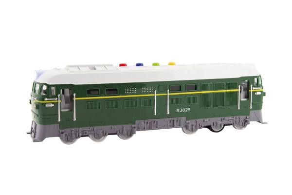 Teddies Lokomotiva/Vlak zelená plast 35 cm na baterie se zvukem se světlem