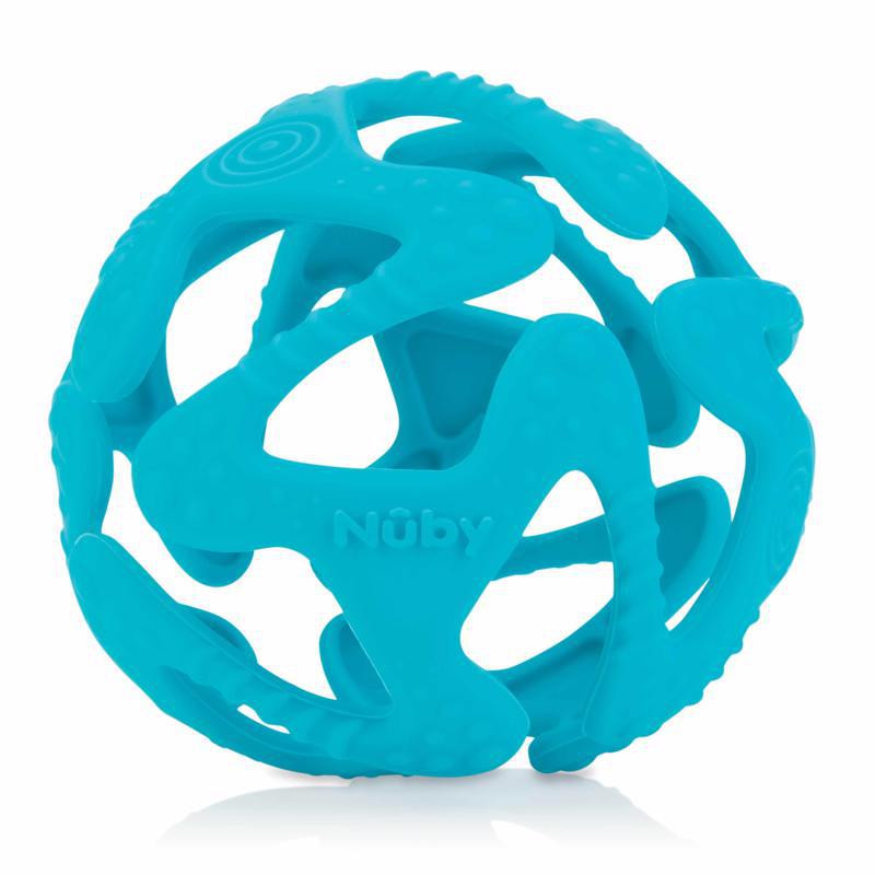 Nuby Kousátko silikonový míč Sv. modrý 3 m+