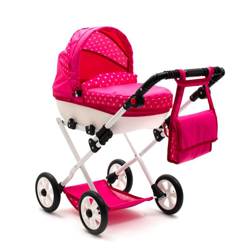 NEW BABY Dětský kočárek pro panenky New Baby Comfort růžový s puntíky