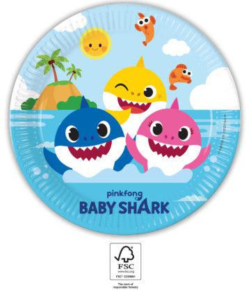 Procos EKO papírové talíře Baby Shark 23 cm/8 ks