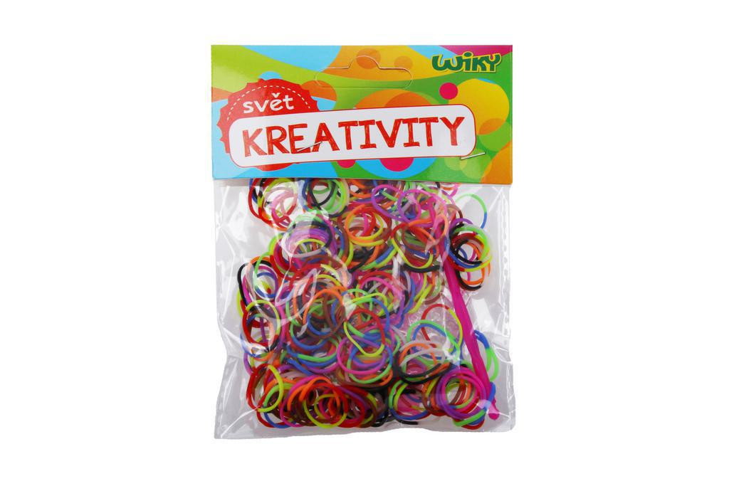 svět KREATIVITY WIKY Kouzelné zaplétací gumičky dvoubarevné, mix barev 300 ks + příslušenství