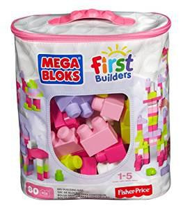 Mattel Mega Bloks velký pytel ksotek - růžový (80 ks)