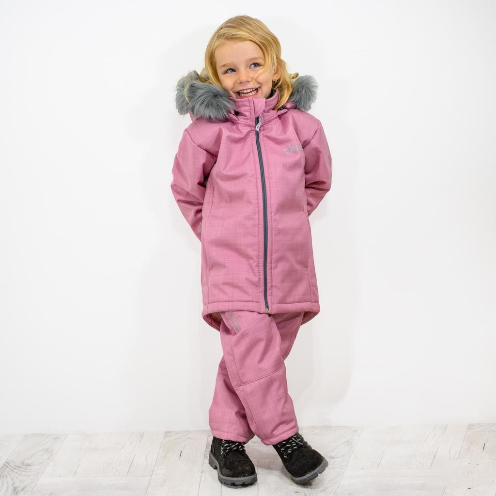 ESITO Dívčí zimní softshellový kabát s beránkem Antique pink