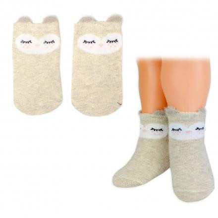 Baby Nellys Bavlněné ponožky Smajlík 3D - capuccino - 1 pár