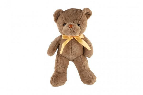Teddies Medvěd/Medvídek s mašlí plyš 40 cm hnědý