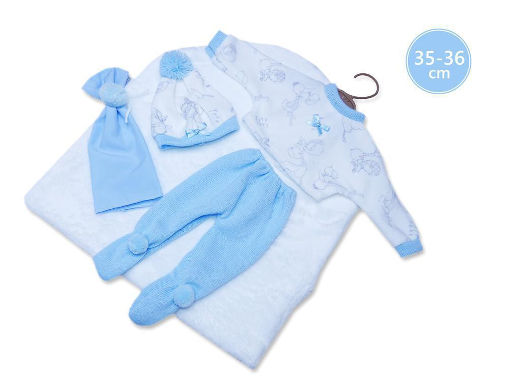 Llorens Obleček pro panenku miminko New Born velikosti 35-36 cm 3dílný modrý