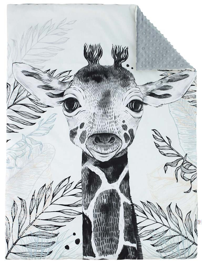 ESITO Luxusní deka minky Žirafa - 73 x 98 cm šedá
