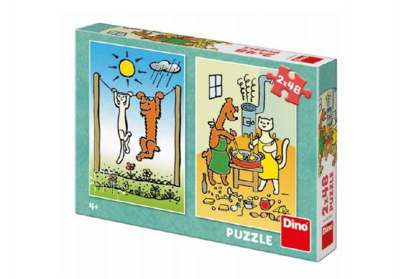 Dino Puzzle Pejsek a Kočička 2x48 dílků