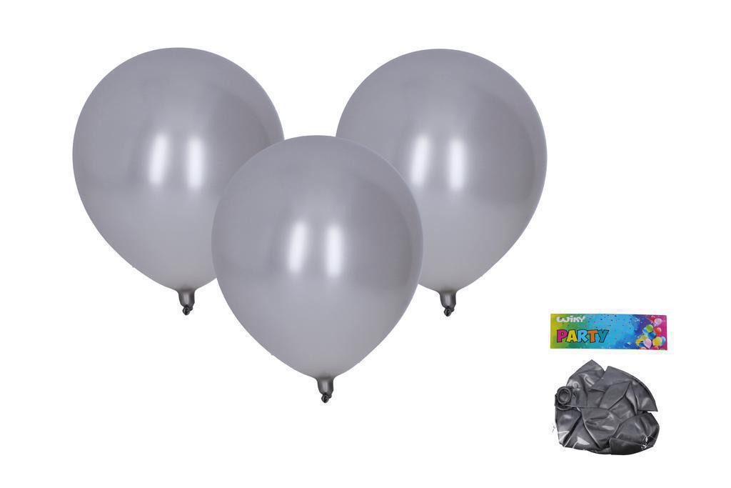 Wiky Balónek nafukovací 30cm - sada 10ks, metalický stříbrný