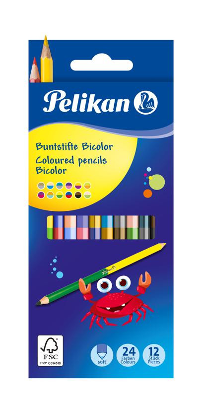 Pelikan Oboustranné Pastelky Bicolor 12 ks