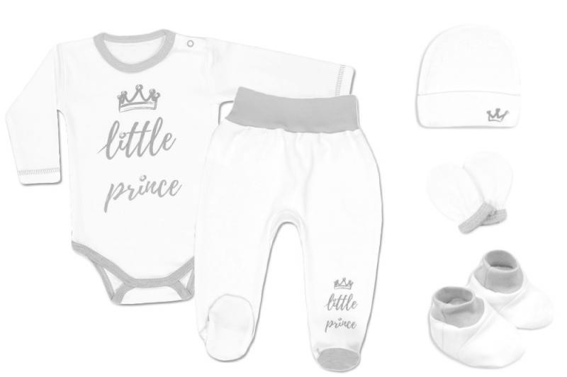 Baby Nellys 5-ti dílná soupravička do porodnice Little Prince, bílá Vel. 62