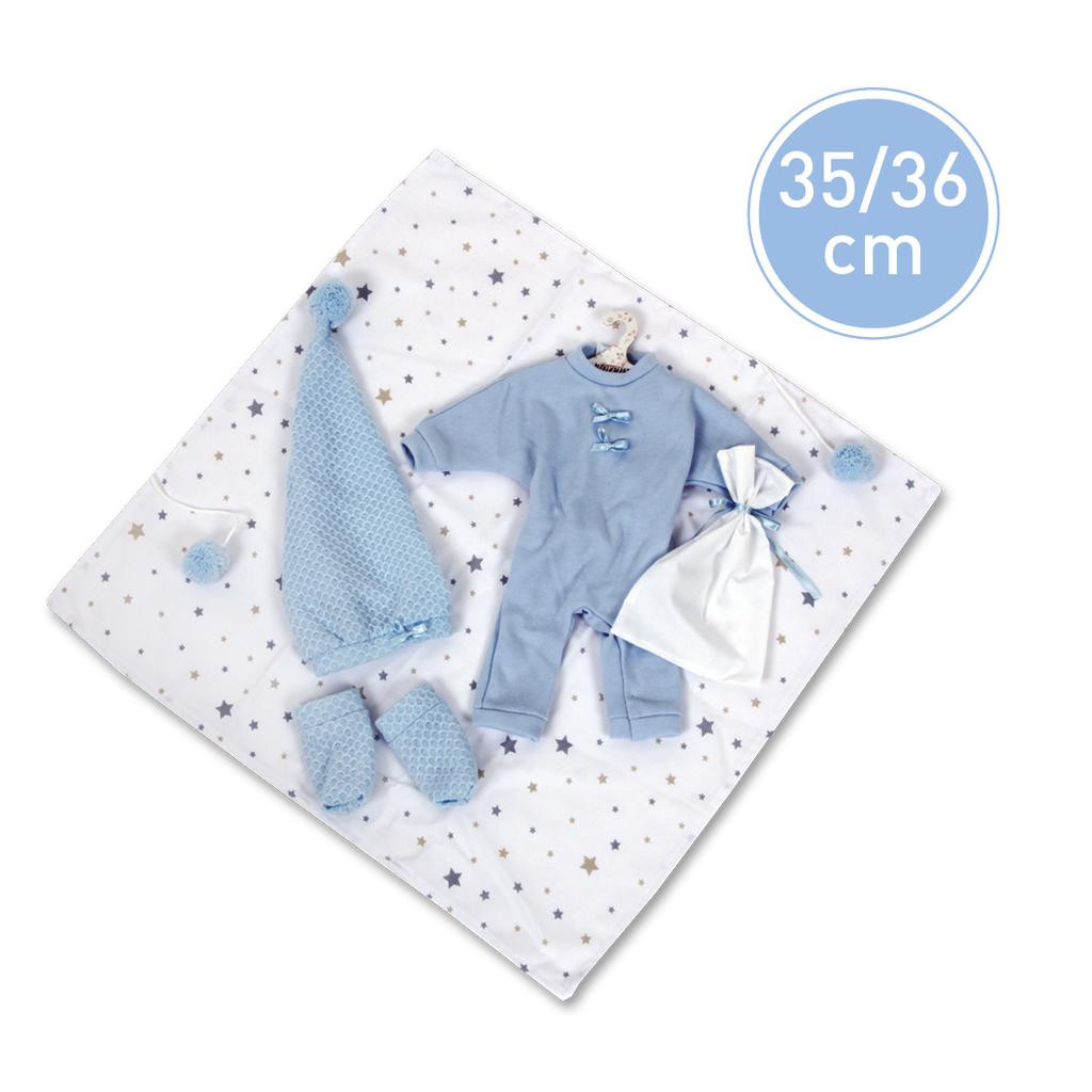 Llorens Obleček pro panenku miminko New born velikosti 35-36 cm 5dílný modrý