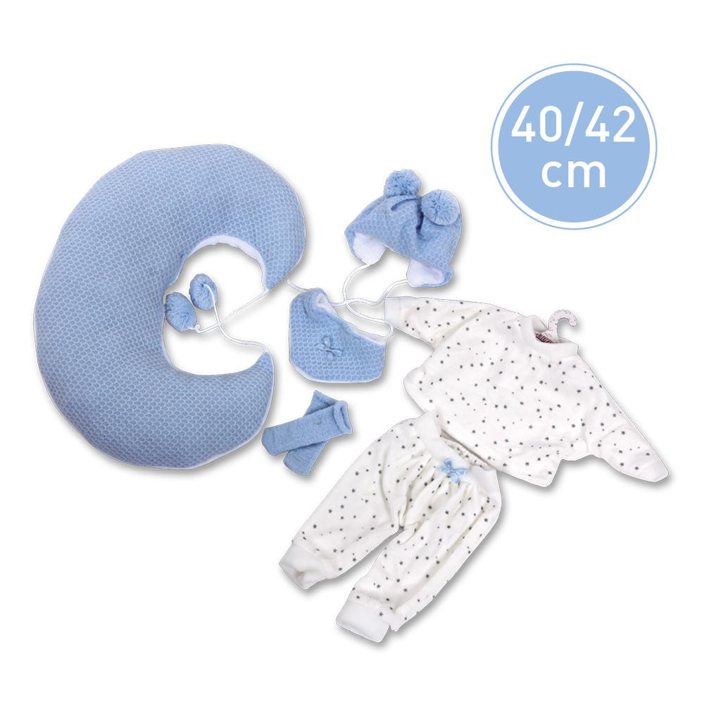 Llorens Obleček pro panenku miminko New born velikosti 40-42 cm 5dílný modro-bilý