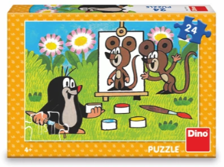 Dino Puzzle Krtek malířem 24 dílků
