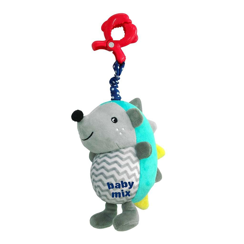 BABY MIX Dětská plyšová hračka s hracím strojkem Baby Mix Ježek modro-šedý