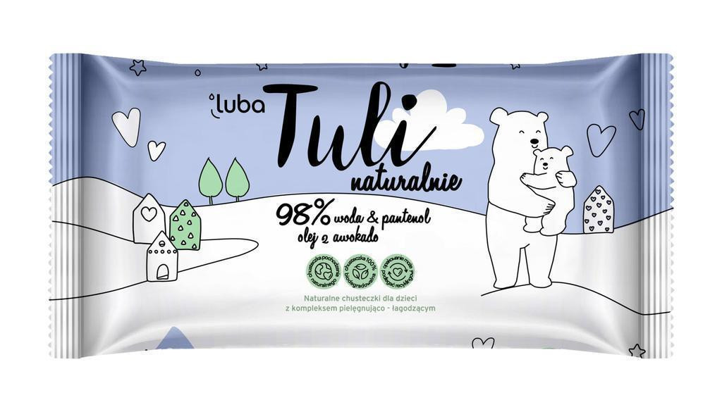 LUBA Dětské vlhčené ubrousky Tuli s 98 % vody a panthenolem a 100% avokádovým olejem -50ks