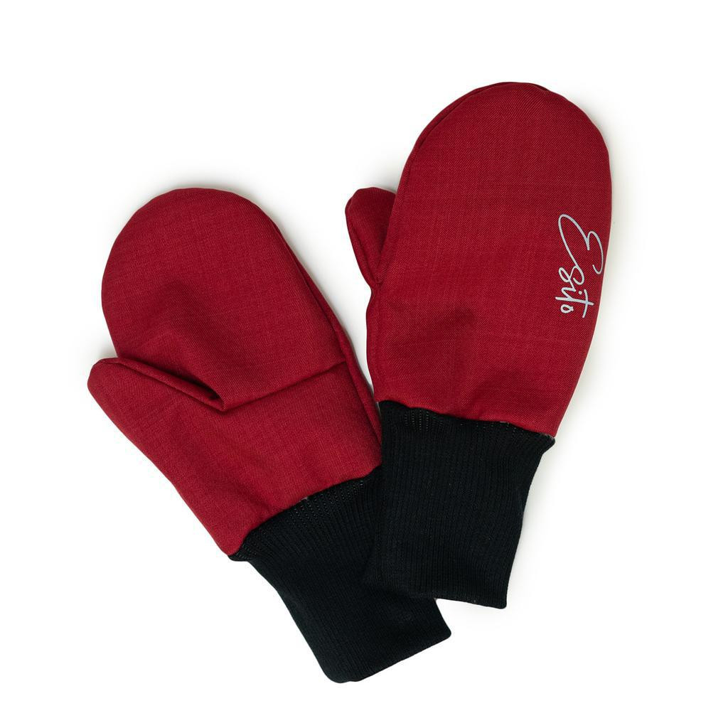 ESITO Zimní palcové rukavice softshell s beránkem červená
