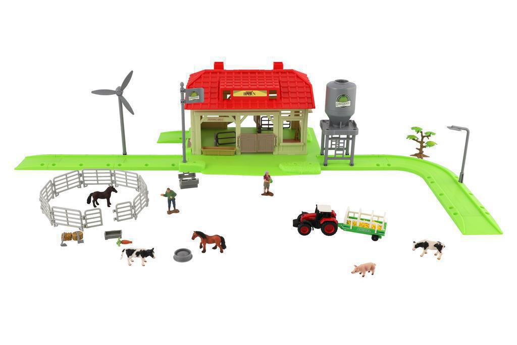Teddies Sada domácí farma se zvířaty a traktorem s doplňky