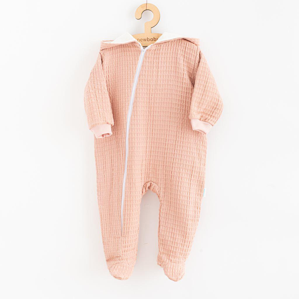 NEW BABY Kojenecký mušelínový overal s kapucí New Baby Comfort clothes růžová