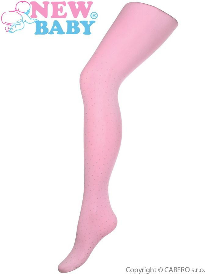 NEW BABY Bavlněné punčocháče 3D New Baby Světle růžové s puntíky Vel. 116 (5-6 let)