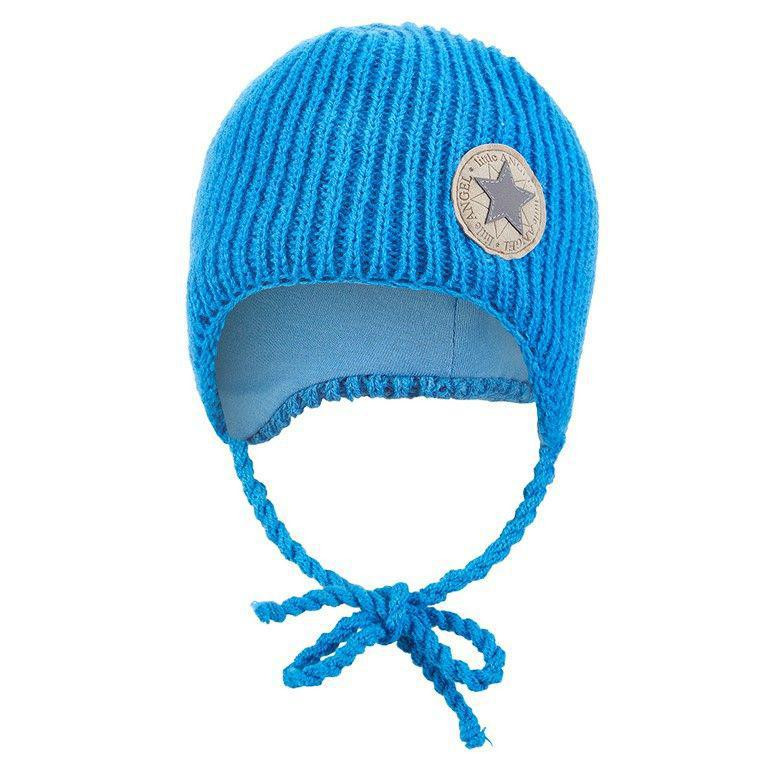 Little Angel (DITA) Čepice pletená zavazovací žebro Outlast ® - modrá