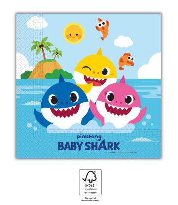 Procos Papírové ubrousky Baby Shark 33x33 cm / 20 ks
