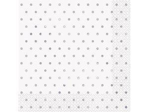 UNIQUE Papírové ubrousky dvouvrstvé - stříbrné puntíky 16 ks