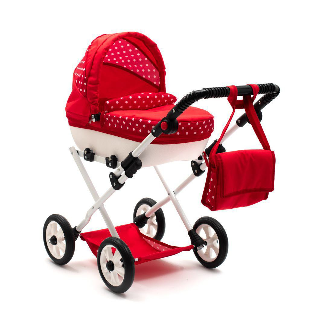 NEW BABY Dětský kočárek pro panenky New Baby Comfort červený s puntíky