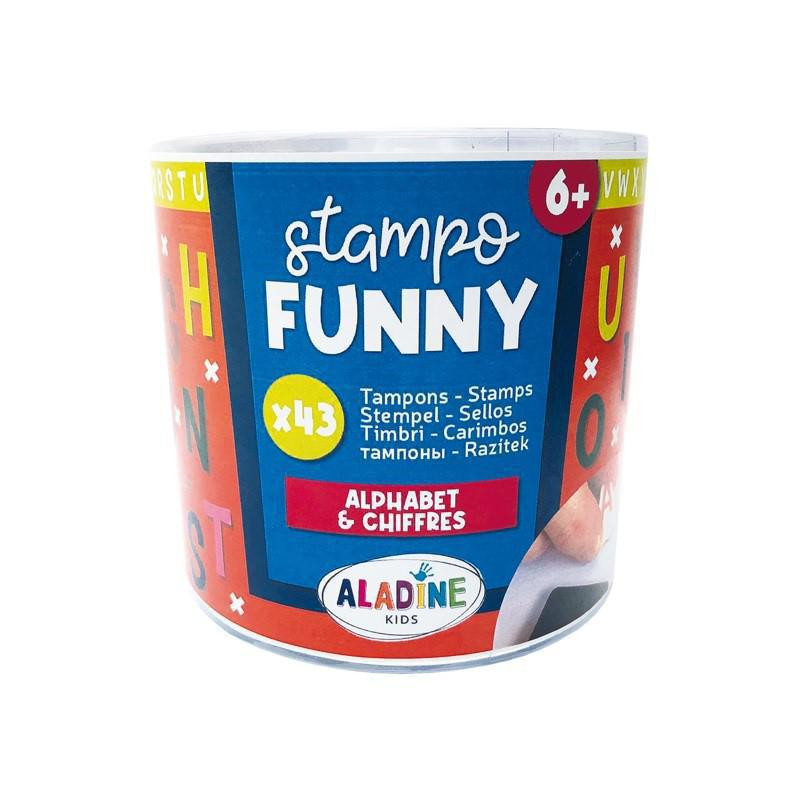 Aladine Dětská razítka Stampo Funny, 43 ks - Abeceda a číslice