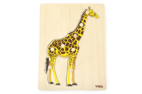 Viga Dřevěná montessori vkládačka - žirafa