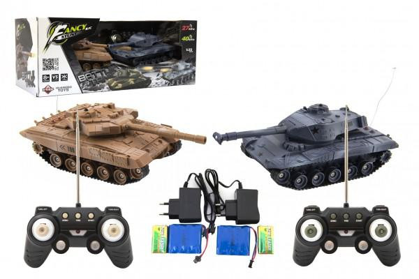 Teddies Tank RC 2 ks 25 cm tanková bitva+dobíjecí pack 27MHZ a 40MHz se zvukem se světlem
